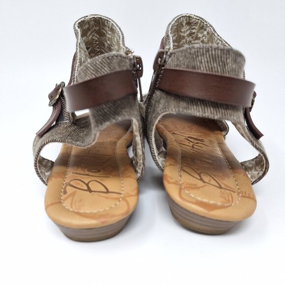 Blowfish Sandals Women's 8 Gladiator Flat Strappy Malibu Beige Fabric Open Toe - Picture 7 of 15